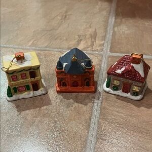Charming Holiday Village House Ornaments Set